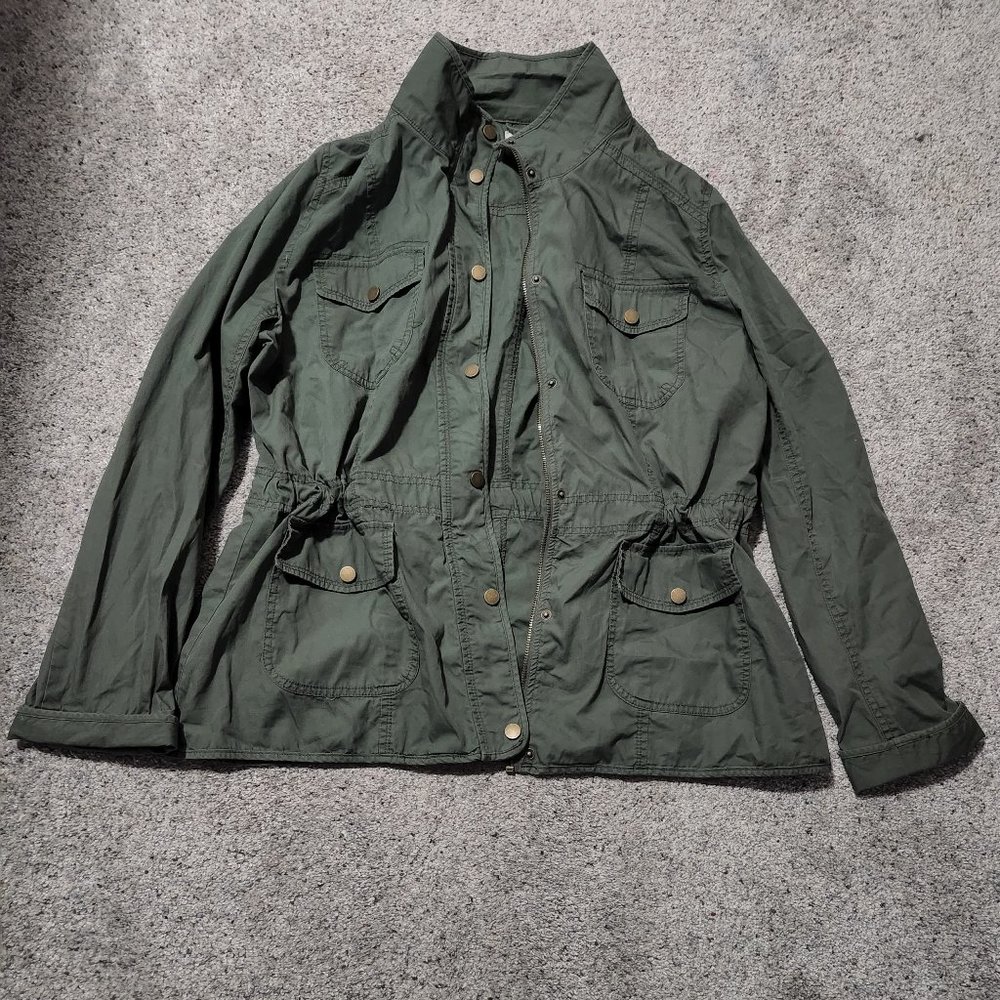 Army green lightweight womens utility jacket